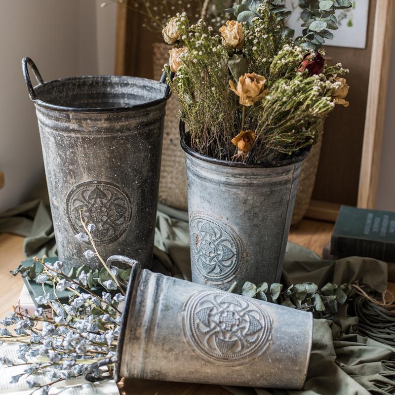Antique Floral Carving Iron Flower Pot From Rustic Reach