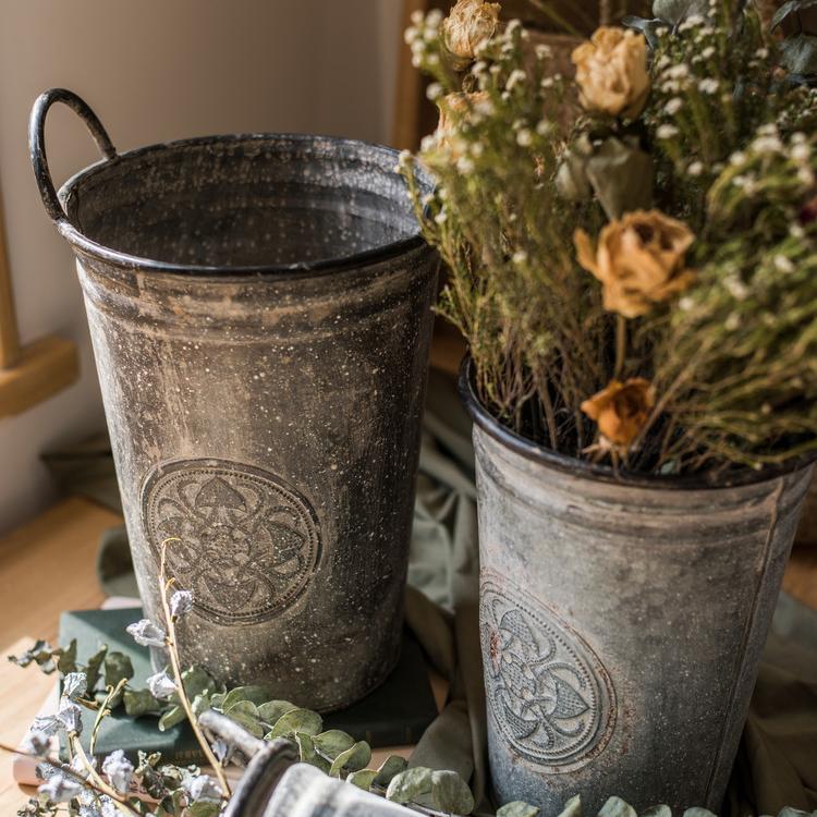 Antique Floral Carving Iron Flower Pot From Rustic Reach
