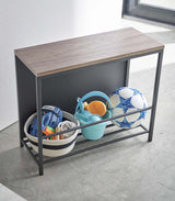 Entryway Storage Organizer & Bench (18" H)  - Steel + Wood from Yamazaki Home