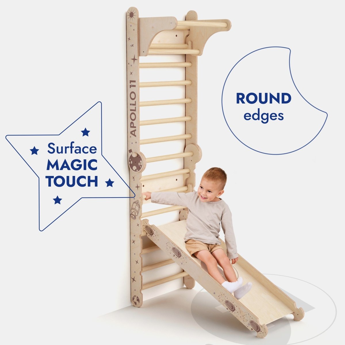 Apollo Swedish Wall / Climbing ladder for Little Austronauts + Moon swing Set + Slide Board from Goodevas