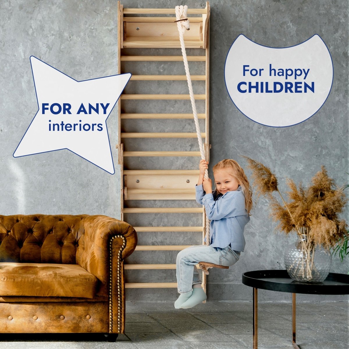 Apollo Swedish Wall / Climbing ladder for Little Austronauts + Moon swing Set + Slide Board from Goodevas