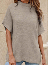 Apricot Batwing Sleeve High Neck Sweater from MsDressly