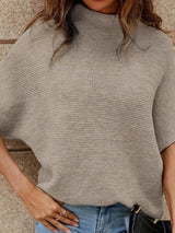 Apricot Batwing Sleeve High Neck Sweater from MsDressly