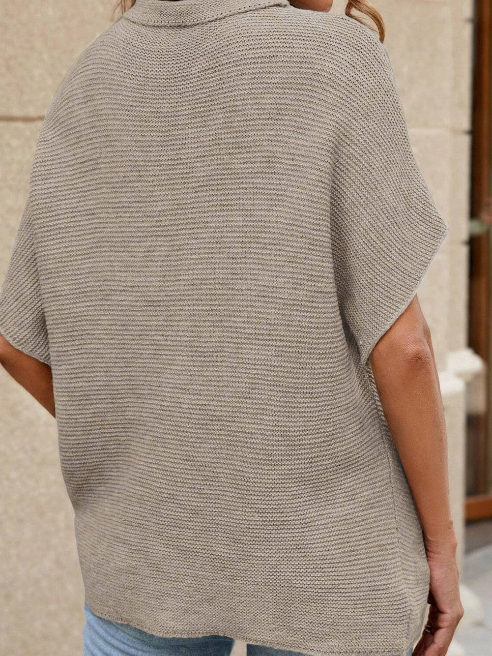Apricot Batwing Sleeve High Neck Sweater from MsDressly