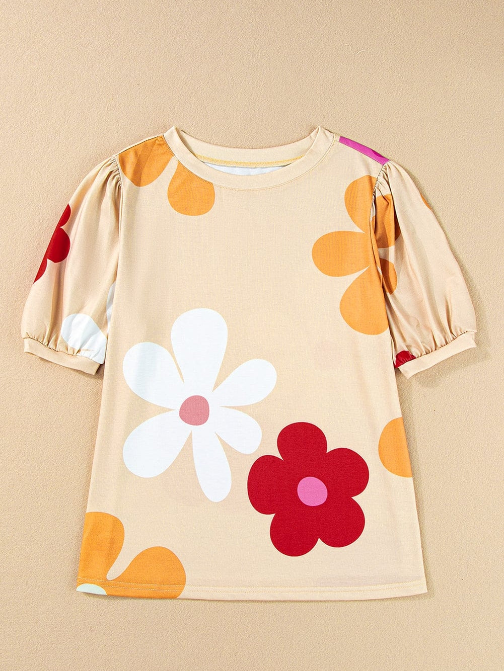 70s Style Floral Bubble Sleeve Top from MsDressly