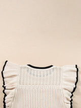Apricot Crochet Eyelet Ruffle Trim Tank Top From MsDressly