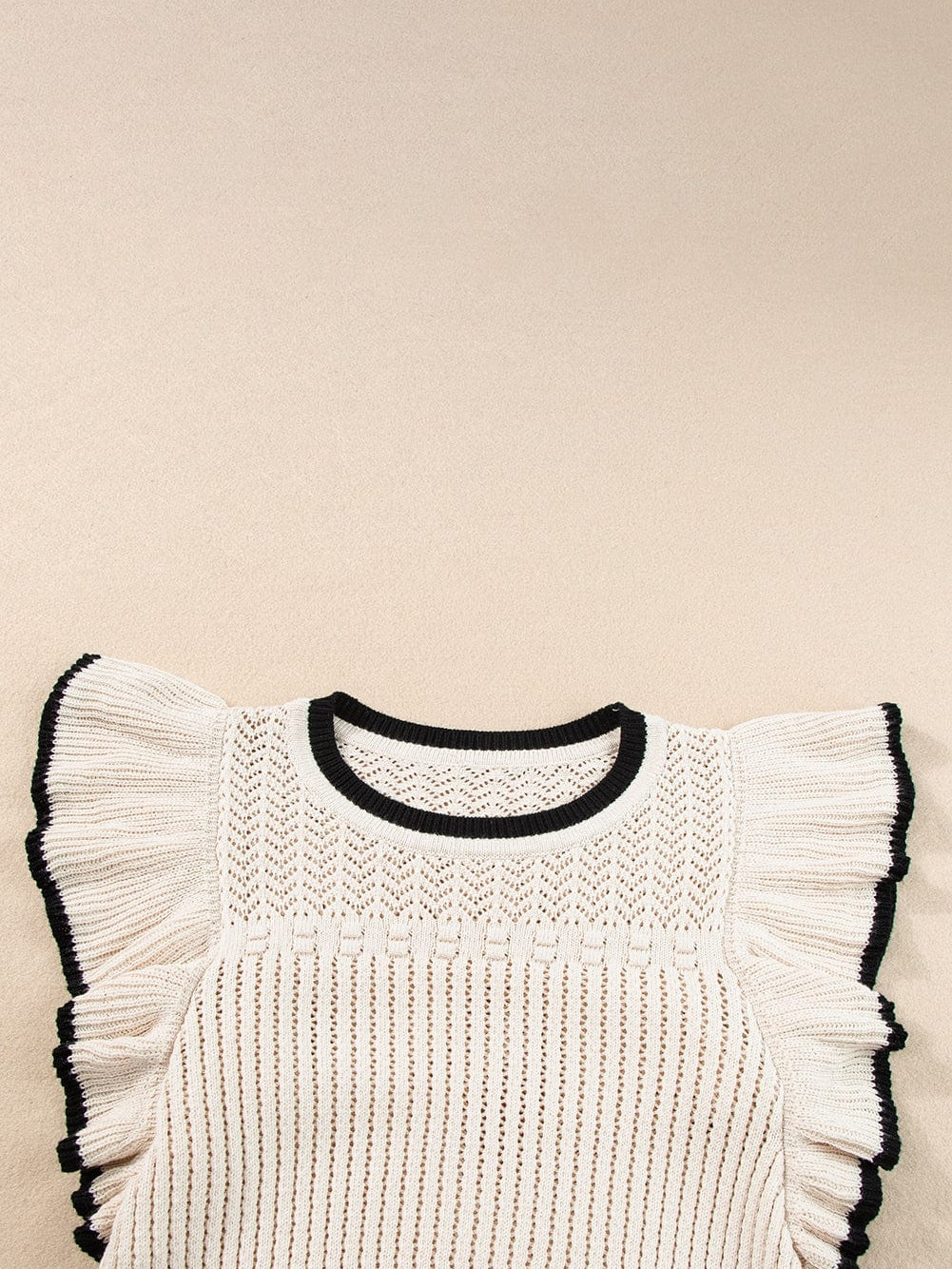 Apricot Crochet Eyelet Ruffle Trim Tank Top From MsDressly