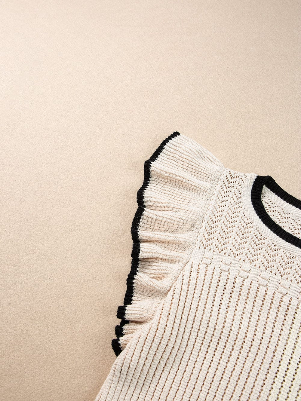 Apricot Crochet Eyelet Ruffle Trim Tank Top From MsDressly