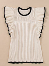 Apricot Crochet Eyelet Ruffle Trim Tank Top From MsDressly