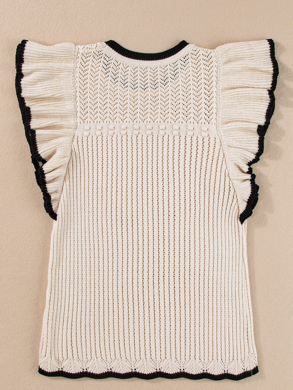 Apricot Crochet Eyelet Ruffle Trim Tank Top From MsDressly