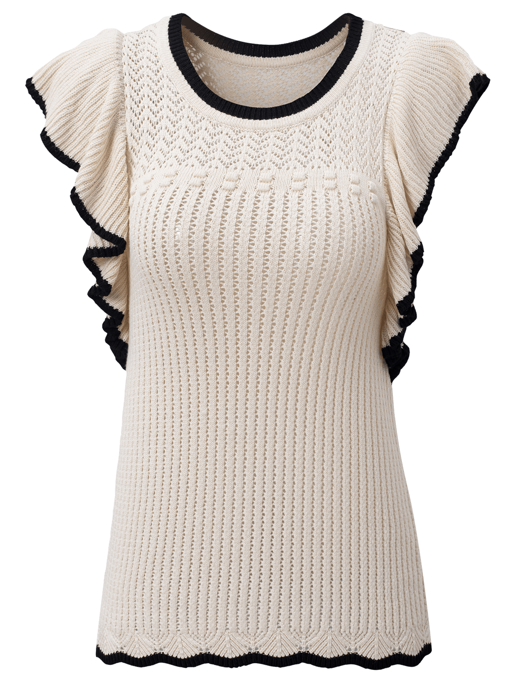 Apricot Crochet Eyelet Ruffle Trim Tank Top From MsDressly