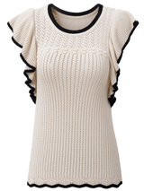 Apricot Crochet Eyelet Ruffle Trim Tank Top From MsDressly