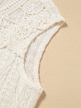 Apricot Lace Crochet Keyhole Back Sleeveless Tank Top From MsDressly