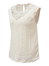 Apricot Lace Crochet Keyhole Back Sleeveless Tank Top From MsDressly