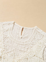 Apricot Lace Crochet Keyhole Back Sleeveless Tank Top From MsDressly