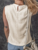 Apricot Lace Crochet Keyhole Back Sleeveless Tank Top From MsDressly
