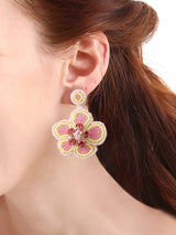 Apricot Pink Floral Boho Gemstone Earrings from MsDressly