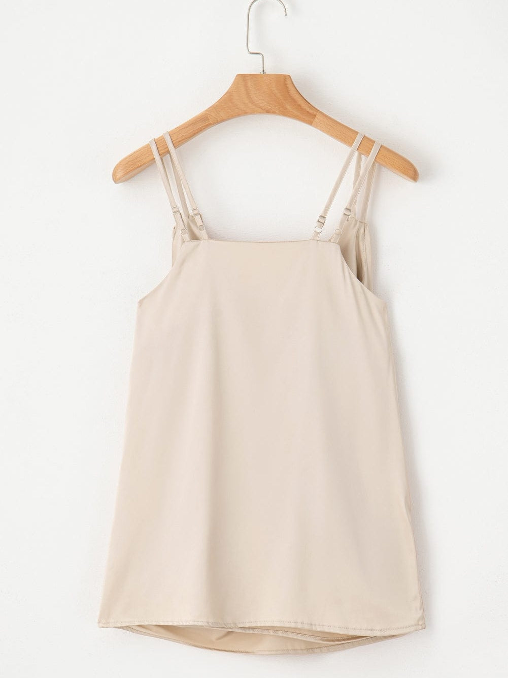 Apricot Pleated V Neck Satin Tank Top From MsDressly
