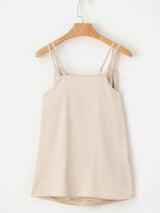 Apricot Pleated V Neck Satin Tank Top From MsDressly