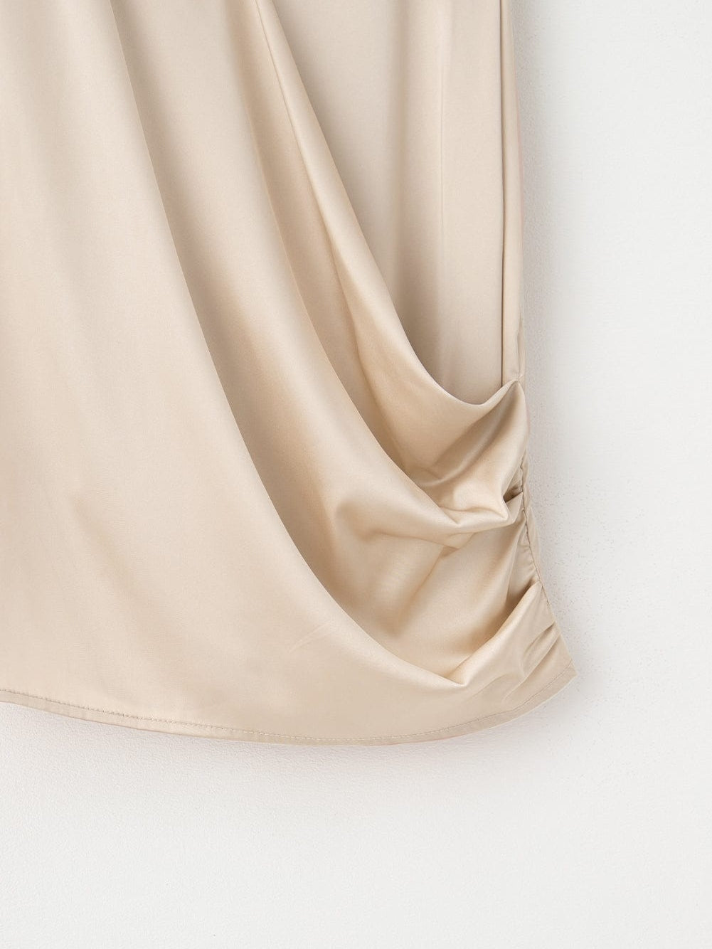 Apricot Pleated V Neck Satin Tank Top From MsDressly