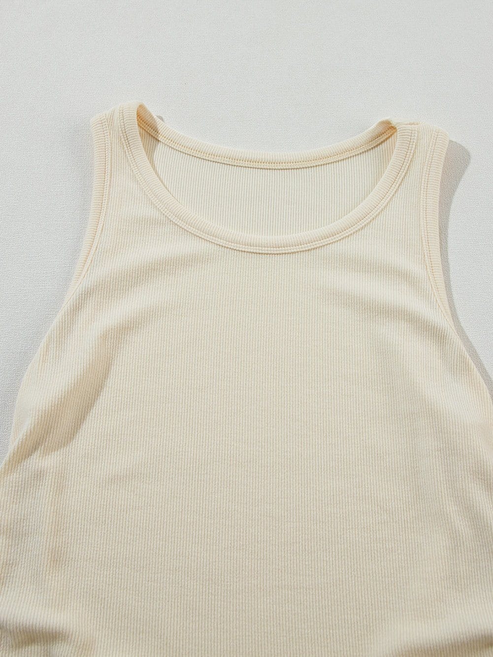 Apricot Ruched Side Ribbed Tank Top From MsDressly