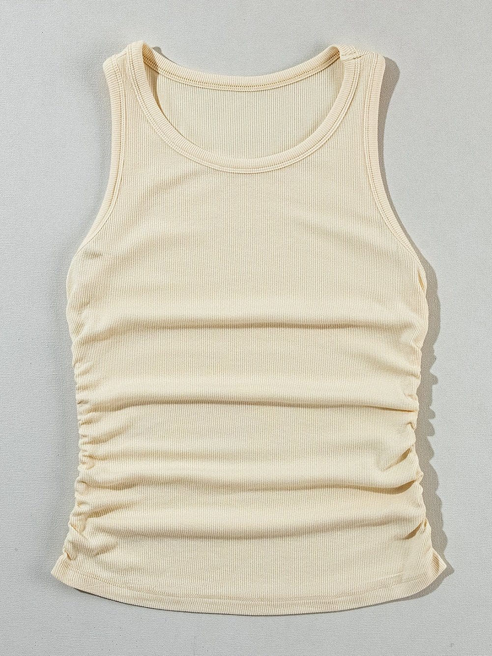 Apricot Ruched Side Ribbed Tank Top From MsDressly
