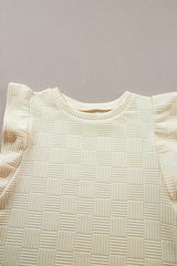 Apricot Ruffle Sleeve Tee and Drawstring Shorts Co-ord Set from MsDressly