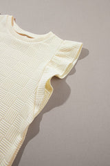 Apricot Ruffle Sleeve Tee and Drawstring Shorts Co-ord Set from MsDressly