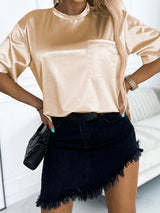 Apricot Silky Oversized Pocket Tee from MsDressly