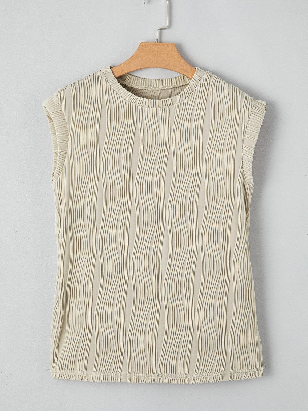 Apricot Textured Wave Detail Short Sleeve Blouse from MsDressly