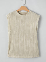 Apricot Textured Wave Detail Short Sleeve Blouse from MsDressly