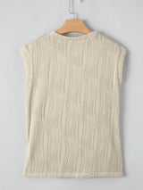 Apricot Textured Wave Detail Short Sleeve Blouse from MsDressly