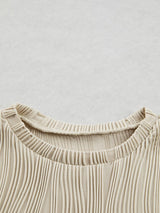 Apricot Textured Wave Detail Short Sleeve Blouse from MsDressly