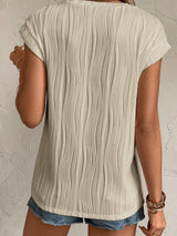 Apricot Textured Wave Detail Short Sleeve Blouse from MsDressly