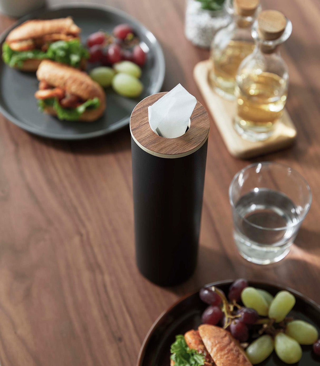 Round Tissue Case - Steel + Wood from Yamazaki Home