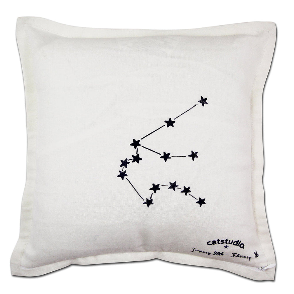 Aquarius Astrology Hand-Embroidered Pillow by Cat Studio from Quirks!