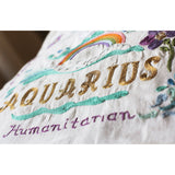 Aquarius Astrology Hand-Embroidered Pillow by Cat Studio from Quirks!