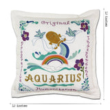 Aquarius Astrology Hand-Embroidered Pillow by Cat Studio from Quirks!