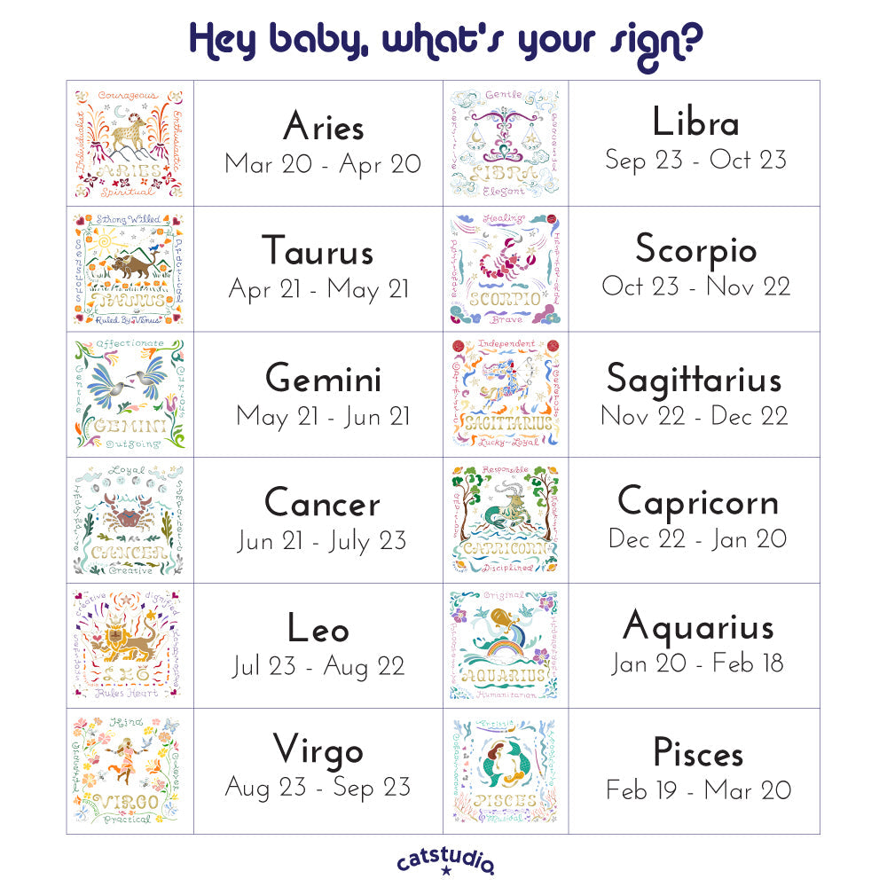 Aquarius Astrology Hand-Embroidered Pillow by Cat Studio from Quirks!