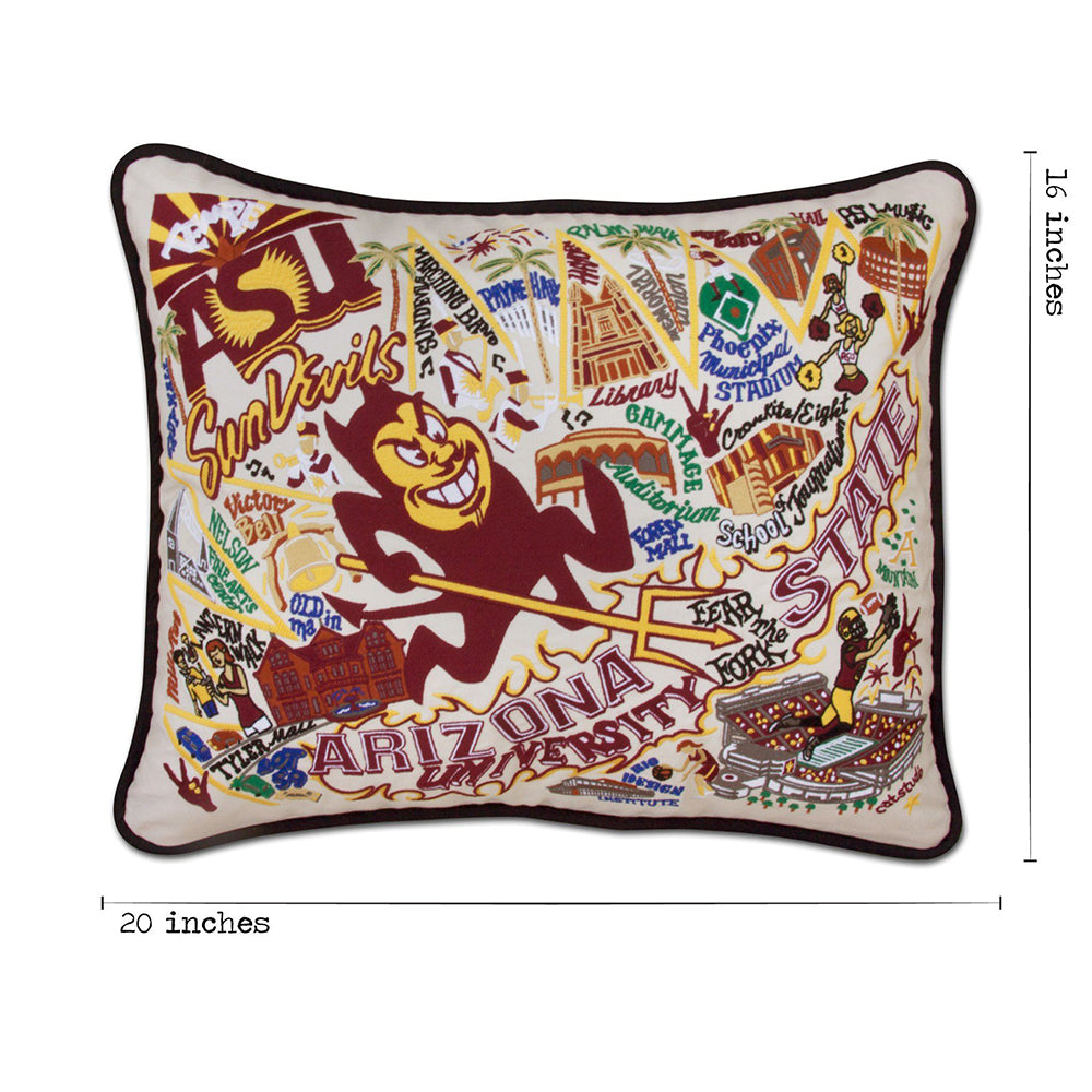 Arizona State University Collegiate Hand-Embroidered Pillow from Quirks!