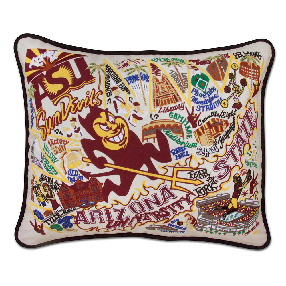 Arizona State University Collegiate Hand-Embroidered Pillow from Quirks!