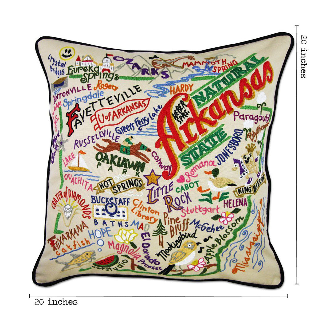 Arkansas Hand-Embroidered Pillow from Quirks!