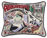 Arkansas, University of Collegiate Hand-Embroidered Pillow from Quirks!