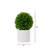 10" Artificial Boxwood Topiary Plant with Decorative Planter from Nearly Natural