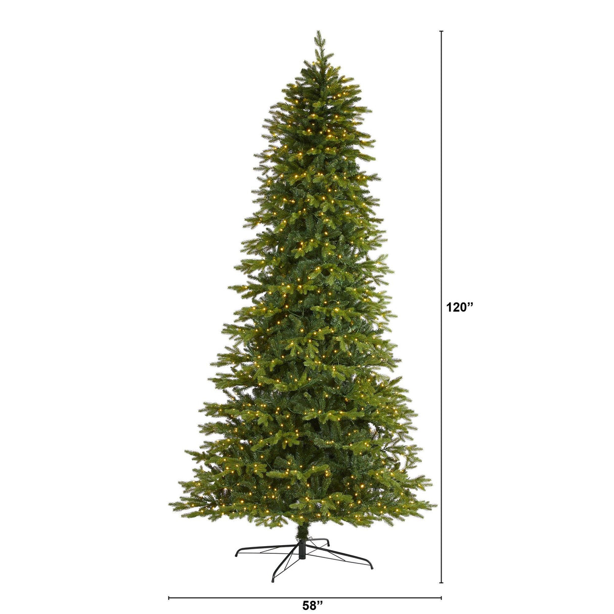 10’ Belgium Fir “Natural Look” Artificial Christmas Tree with 1050 Clear LED Lights from Nearly Natural