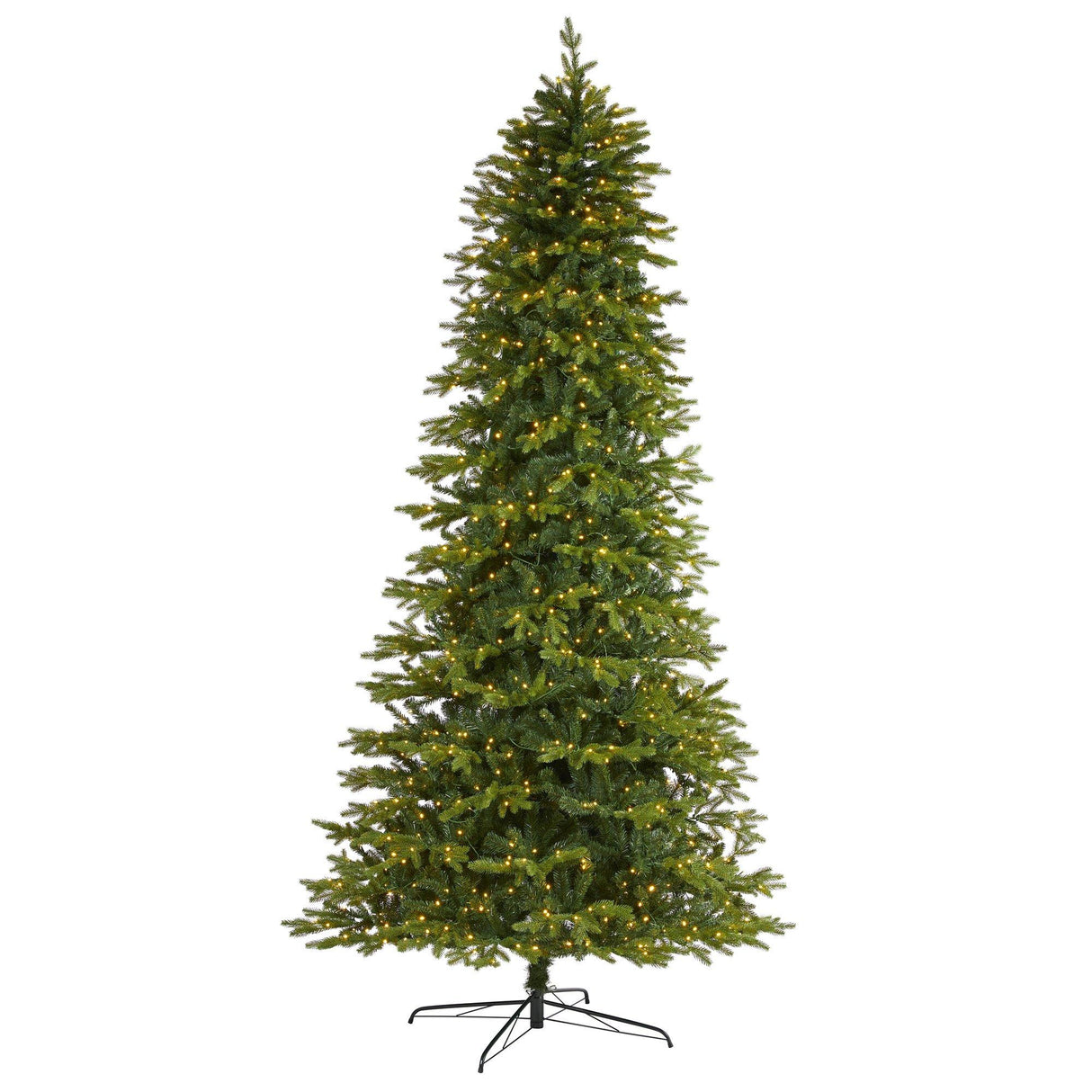 10’ Belgium Fir “Natural Look” Artificial Christmas Tree with 1050 Clear LED Lights from Nearly Natural