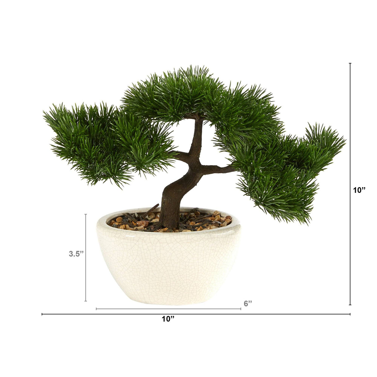10” Cedar Bonsai Artificial Tree in Decorative Planter from Nearly Natural
