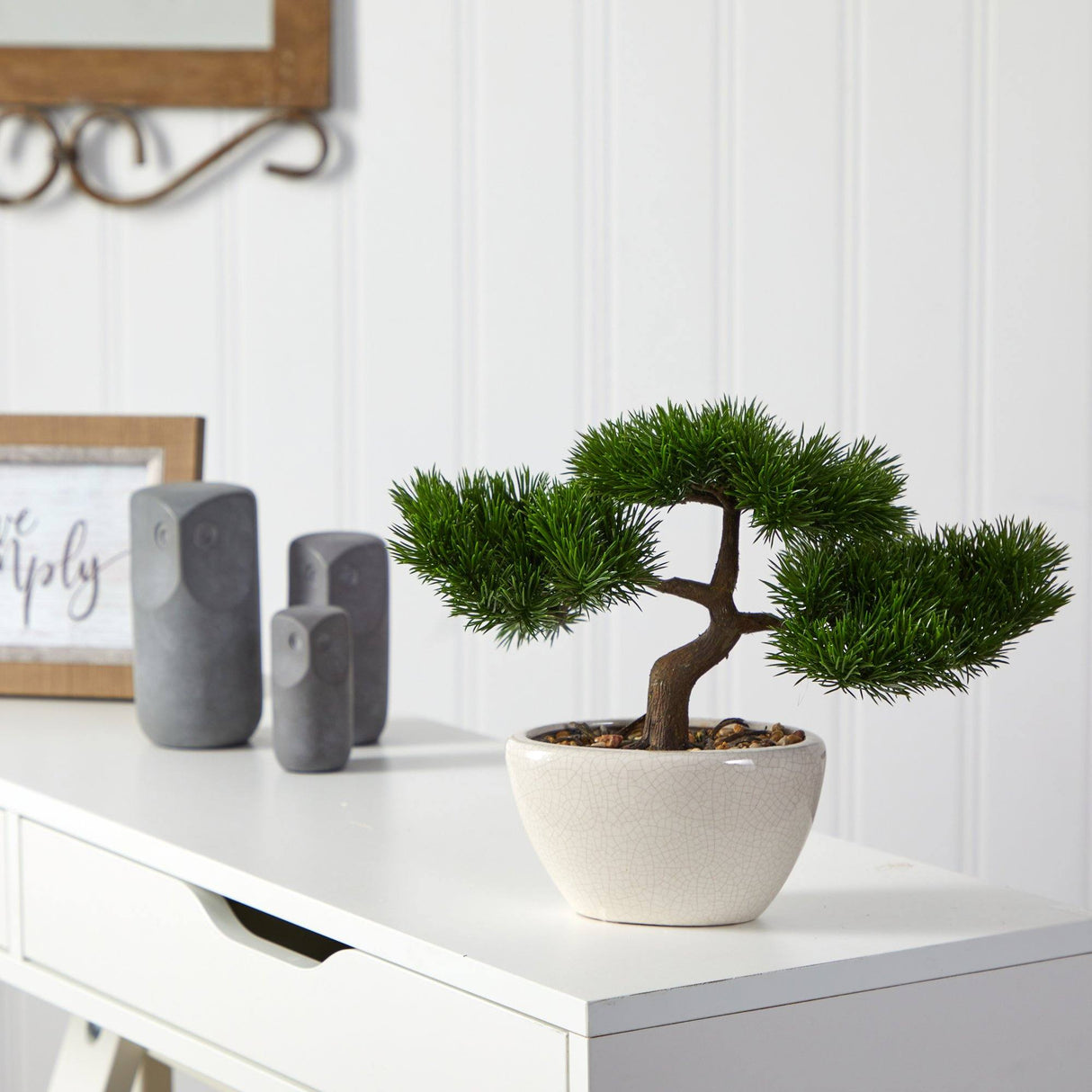 10” Cedar Bonsai Artificial Tree in Decorative Planter from Nearly Natural