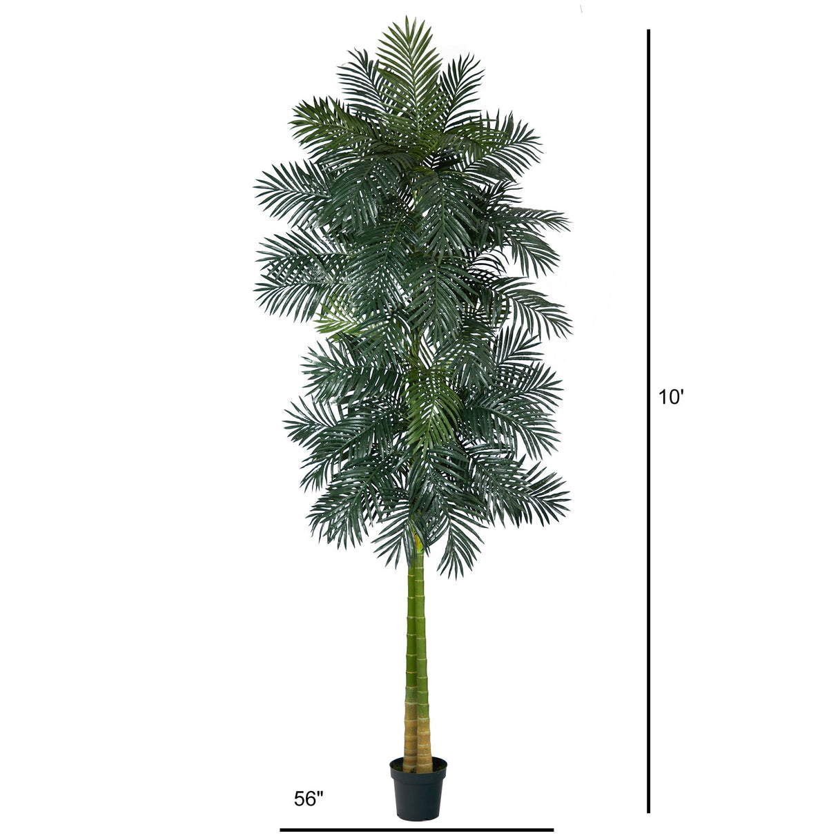 Double Stalk Golden Cane Artificial Palm Tree 10’ from Nearly Natural