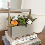 10” Fall Pumpkin Artificial Autumn Arrangement in Wood Basket from Nearly Natural